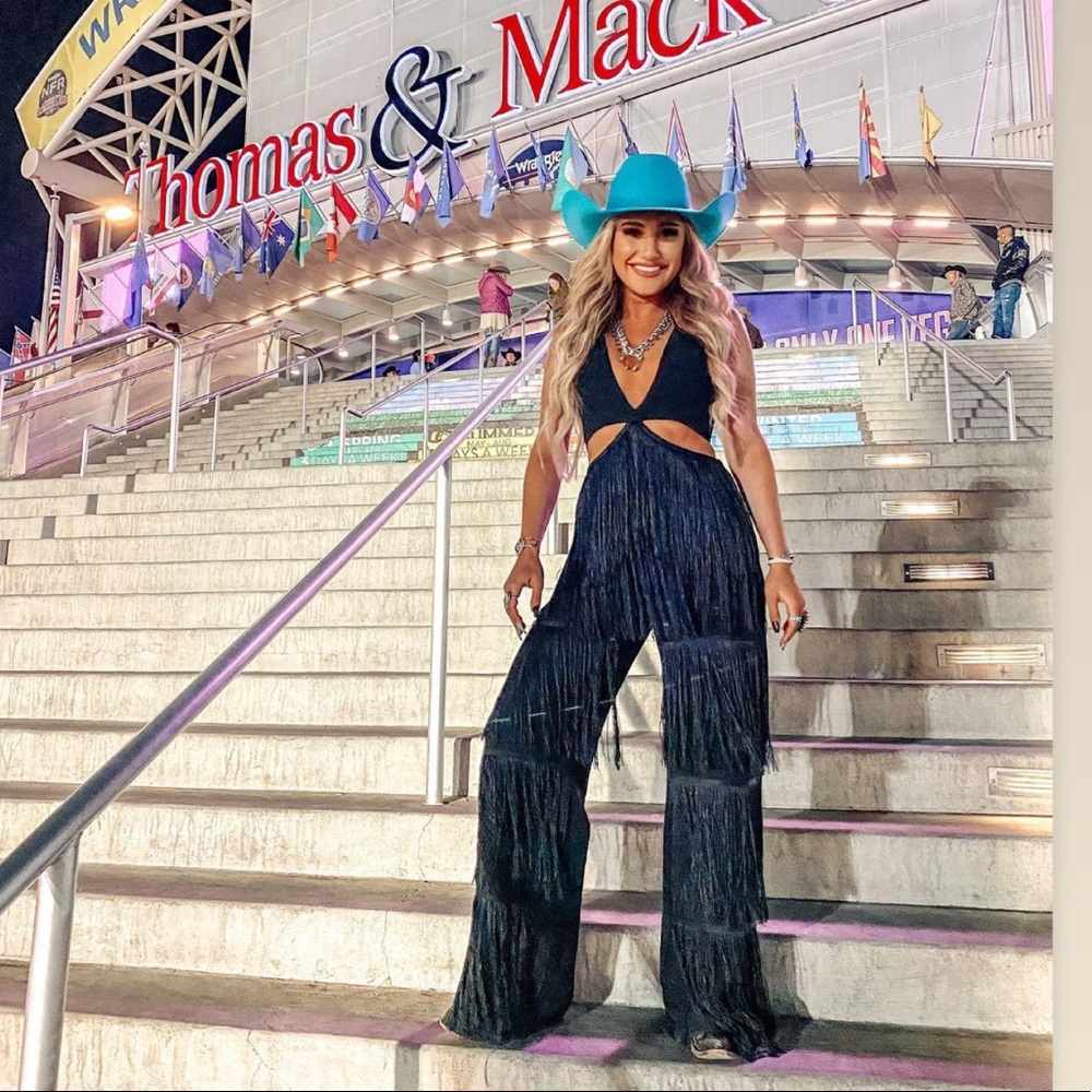 Black jumpsuit fringe